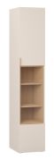 Armoire vitrine / 1 porte vitrée / Couleur : Beige / 6 compartiments / Poignées : Chêne / Fonction Soft-Close / Dimensions : 40 x 42 x 206 cm / Éclairage LED inclus