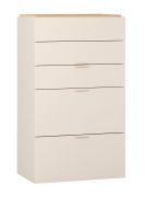 Commode / Couleur : Beige / Poignées : Beige / 5 tiroirs / Fonction soft-close / Dimensions : 75 x 42 x 127,5 cm / Tiroirs asymétriques / Anti-rayures