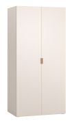 Armoire à portes battantes / Penderie / Couleur : Beige / Poignées : chêne / 1 tringle à vêtements / 7 compartiments / Eclairage LED avec capteur inclus / Fonction Soft-Close