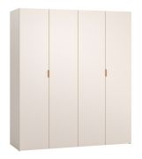 Portes pliantes / Armoire / Couleur : Beige / Soft-Close / Poignées : Chêne / Dimensions : 180 x 57 x 206 cm / 3 tiroirs / 3 tringles à vêtements / Eclairage LED inclus