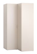Armoire d'angle avec éclairage LED / Couleur : Beige / 1 tringle à vêtements / Fonction Soft-Close / 8 compartiments / Dimensions : 105 x 103 x 206 cm / Poignées : Beige