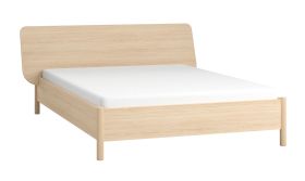 Lit double Aegir 12 avec large tête de lit | Style Japandi | Chêne | Sommier inclus | 160 x 200 cm