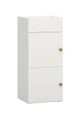 Commode blanche "Aenna 124" avec une porte et un plateau, poignées : chêne, Dimension : 90 x 40 x 34 cm, deux compartiments, étroit