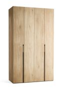 Porte pliante / Armoire / Couleur : Chêne / 2 portes / Poignées : Noir / Eclairage LED avec détecteur de mouvement inclus / 140 x 60 x 240 cm / 8 compartiments