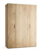 Porte pliante / Armoire / Couleur : Chêne / 2 portes / 3 tringles à vêtements / 160 x 60 x 225 cm / 11 compartiments / incl. éclairage LED avec capteur / Soft-Close