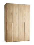 Porte pliante / Armoire / Couleur : Chêne / 3 tiroirs / 3 tringles à vêtements / 160 x 60 x 240 cm / incl. éclairage LED avec détecteur de mouvement / Soft-Close