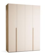 Porte pliante / Armoire / Couleur : Beige / Chêne / 3 tiroirs / 3 tringles à vêtements / 175 x 60 x 240 cm / incl. éclairage LED / Soft-Close / Poignées : Métal
