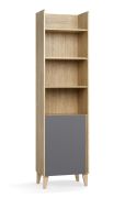 Étagère / Fonction soft-close / Une porte / Couleur : Chêne / 5 compartiments / Design étroit / Pour le bureau / Dimensions : 54,5 x 38 x 204 cm / 5 étagères / Protection des bords ABS