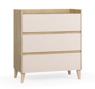 Commode à trois tiroirs / Couleur : Chêne / Beige / Fonction Soft-Close / Dimensions : 94,5 x 48 x 106,5 cm / Minimaliste / Protection des bandes de chant ABS / Pour le salon