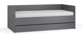 Lit de jour / Lit d'appoint / Couleur : Graphite / Coffre de rangement pour les draps / Surface de couchage : 90 x 200 cm / Protection des chants ABS / Sommier à lattes avec élévateur