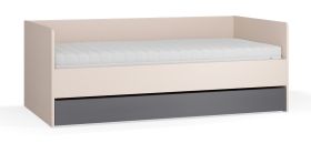 Lit de jour / Lit d'appoint / Couleur : Beige / Graphite / Coffre de rangement pour les draps / Surface de couchage : 90 x 200 cm / Protection des bandes de chant ABS / Sommier à lattes élévateur inclus