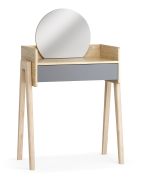 Coiffeuse avec miroir / Couleur : Chêne / Graphite / Fonction Soft-Close / Un tiroir / Endroit idéal pour les cosmétiques / Eclairage LED / Dimensions : 69,5 x 42 x 114 cm