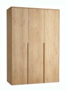 Armoire 3 portes / Couleur : Chêne / Éclairage LED intégré / Fonction Soft-Close / 153 x 60 x 223 cm / 3 tiroirs / 1 tringle à vêtements / 7 compartiments