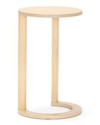 Table d'appoint / Couleur : Chêne clair / Table basse ronde / Étroite / Dimensions : 38 x 38 x 61,5 cm / Hauteur ergonomique / Design en forme de C / Support pour lampe