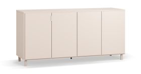 Commode / Buffet / 4 portes pliantes / Couleur : Beige / 3 tiroirs / Dimensions : 160 x 47 x 77 cm / 4 compartiments / Fonction Soft-Close / pour le salon