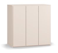 Commode / Couleur : Beige / Poignées : Blanc / 3 portes / 6 compartiments / Design sobre / Dimensions : 90 x 47 x 90 cm / Fonction soft-close / Pour le salon