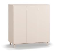 Commode / Couleur : Beige / Poignées : Blanc / 3 portes / 6 compartiments / Design sobre / Dimensions : 90 x 47 x 99 cm / Fonction soft-close / Pour le salon