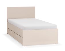 Lit simple / Lit d'appoint / Couleur : Beige / Surface de couchage : 90 x 200 cm / Avec coffre de lit pour linge de lit / Sommier à lattes Lift up inclus / Pour chambre à coucher