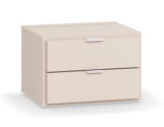 Table de chevet / 2 tiroirs / Couleur : Beige / Éclairage LED avec capteur tactile / Dimensions : 45 x 40 x 30 cm / Fonction Soft-Close / Pour chambre à coucher