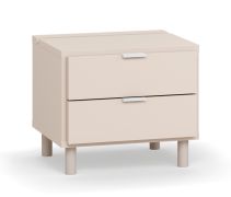 Table de chevet / 2 tiroirs / Couleur : Beige / Eclairage LED avec capteur tactile / Dimensions : 45 x 40 x 39 cm / Fonction Soft-Close / Pour chambre à coucher