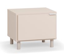 Table de chevet / 1 porte battante / Couleur : Beige / Deux compartiments / Table de nuit / Fonction Soft-Close / Dimensions : 45 x 40 x 39 cm / Réversible
