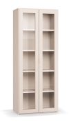 Armoire vitrine / Couleur : Beige / 2 portes vitrées / 5 compartiments / Fonction Soft-Close / Dimensions : 75 x 40 x 185 cm / Eclairage LED inclus / pour salon