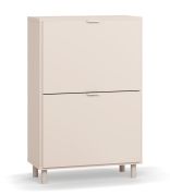 Armoire à chaussures / Deux portes basculantes / Couleur : Beige / 6 compartiments / Dimensions : 65 x 32 x 99 cm / Pieds : Beige / Espace pour plusieurs paires de chaussures / Pour le vestibule
