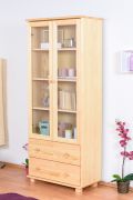 Vitrine en bois massif de pin naturel W007 - Dimensions : 190 x 80 x 42 cm (H x L x P)
