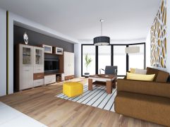 Ensemble salon complet Cikupa 5 pièces | Noyer & Orme | Design moderne | Rangement optimisé