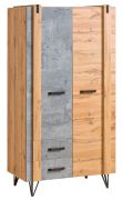 Armoire penderie Atule 01 | Chêne & Gris | 187 x 90 x 56 cm | Style industriel premium
