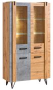 Vitrine Atule 03 | Chêne / Gris | 187 x 90 x 42 cm | Design industriel élégant