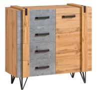 Commode Atule 06 | Chêne & Gris graphite | 97 x 90 x 42 cm | Design industriel chaleureux
