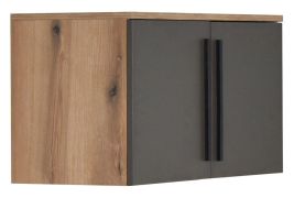 Rehausse pour armoire à portes battantes/ Penderie Burgos 01, Couleur : Chêne / Gris - 45 x 80 x 38 cm (h x l x p)