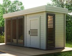 Sauna de jardin Karakum 40 mm, dimensions extérieures (l x p) : 400 x 200 cm - Couleur : Gris / Anthracite