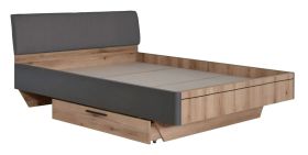 Lit double Cerdanyola 14 | Chêne & Gris | Couchage 160 x 200 cm | Design moderne & robuste