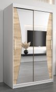 Armoire à portes coulissantes avec miroir Serbota 02 | Blanc mat & Chêne Sonoma | 200 x 120 x 62 cm