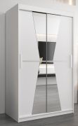 Armoire penderie à portes coulissantes Naranco 02 avec miroir | Blanc mat | 200 x 120 x 62 cm