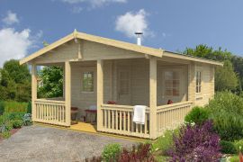 Abri de sauna Birnhorn avec plancher - Maison en madriers de 70 mm, Surface au sol : 23,4 m², Toit en bâtière