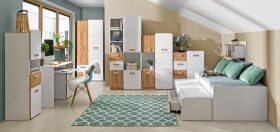 Chambre d'enfant complète I Dennis, 8 pièces, couleur : frêne blanc