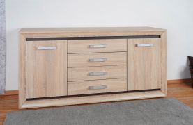 Commode Kundiawa 11 | Sonoma chêne clair & foncé | 84 x 160 x 40 cm | Rangement spacieux