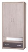 Armoire penderie chambre ado Tobias 01 | 2 portes, 1 tiroir, 1 tringle | 190 x 90 x 51 cm | Brun / Gris