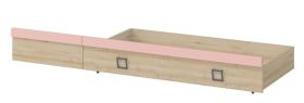 Tiroir pour lit Benjamin, couleur : hêtre / rose - 27 x 74 x 138 cm (H x L x P)