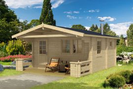 Maison de sauna Freihut avec plancher - Maison en madriers de 70 mm, Surface au sol : 23,9 m², Toit en bâtière