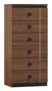 Commode Mojokerto 04, Couleur : Noyer / Noir - Dimensions : 121 x 55 x 39 cm (H x L x P)