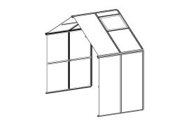 Kit d'extension pour la serre Chili PRO, version : plaques alvéolaires 6 mm, 144 x 287 x 255 cm, couleur des profilés : noir, avec 2 fenêtres de toit