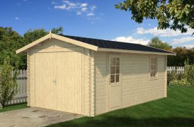 Garage en bois Graslitzen - 70 mm Maison en madriers, Surface : 16,5 m², Toit en bâtière