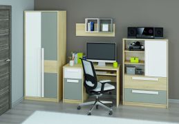 Set de chambre pour jeunes B Greeley, 6 pièces, couleur : hêtre / blanc / gris platine
