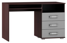 Bureau Tabubil 26, Couleur : Wenge / Gris - Dimensions : 75 x 120 x 60 cm (H x L x P)