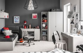 Chambre d'enfant Set A "Bellaco", 8 pièces, Couleur : Blanc / Gris