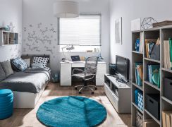 Chambre d'enfant B "Bellaco", 6 pièces, Couleur : Blanc / Gris